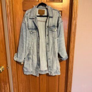 American Eagle Distressed Denim Tunic Jean Jacket